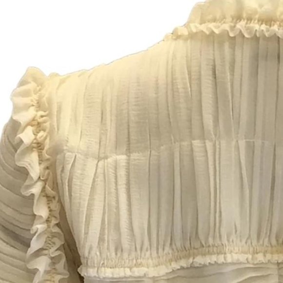 Chanel vintage 2006 ivory / Black Bow Detail Ruched Silk Chiffon Top / Jacket - Picture 7 of 15